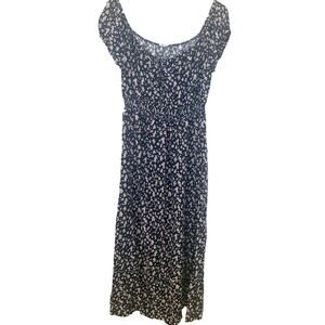 Birch & Stone Prairie Maxi Long Dress XL Navy Peasant Ditzy  Ruffle Renaissance